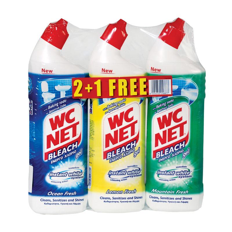 Wc Net - Gel blanqueador extra blanco, limpiador para sanitarios y  superficies, esencias variadas según disponibilidad, 700 ml x 4 paquetes