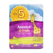 Nannys Fresh Μωρομάντηλα με Αλόη & Χαμομήλι 4x72 Τεμάχια  