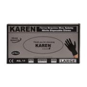 Karen Γάντια Νιτριλίου μιας Χρήσης Μαύρα Μεγάλα 100 Τεμάχια