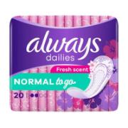 Always Dailies To Go Normal Fresh Scented Pantyliners, 20 Pieces
