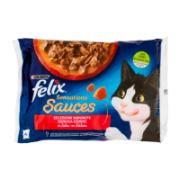 Felix Πλήρης Τροφή για Ενήλικες Γάτες Σακουλάκι με Ποικιλία (2x Βοδινό 2x Γαλοπούλα) 4x85 g