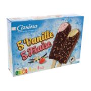 Casino 5 Παγωτά Βανίλιας & 5 Παγωτά Φράουλας σε Ξυλάκι με Επικάλυψη Σοκολάτας Γάλακτος & Μπάλες Ρυζιού 380 g