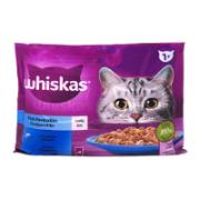 Whiskas Ολοκληρωμένη Υγρή Τροφή για Γάτες Fish Favourites Σολομός & Τόνος σε Ζελέ 1+ 4x85 g