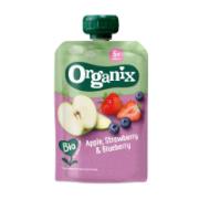 Organix Bio Πουρές Φρούτων Μήλο, Φράουλα & Μύρτιλο +6 Μηνών 100 g