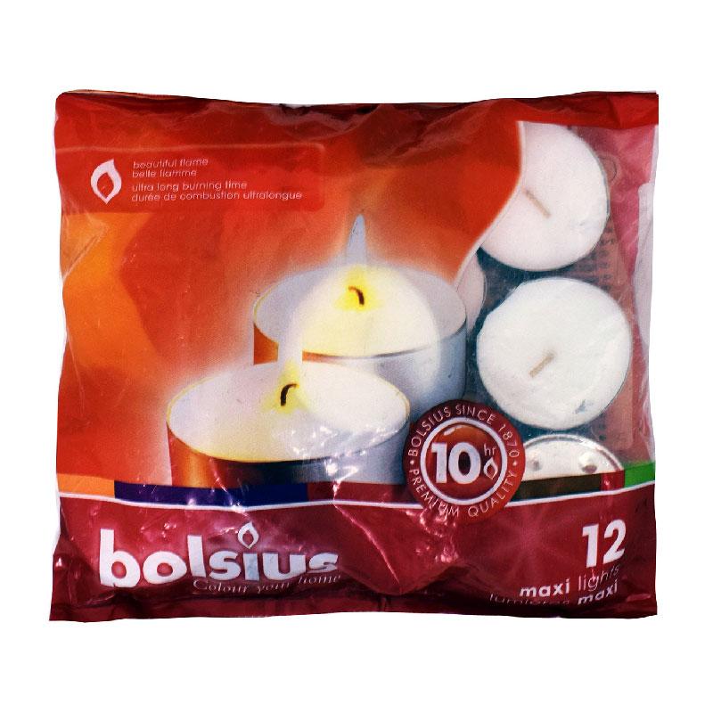 Bag 12 Bolsius 10 hour burning Maxi lights 