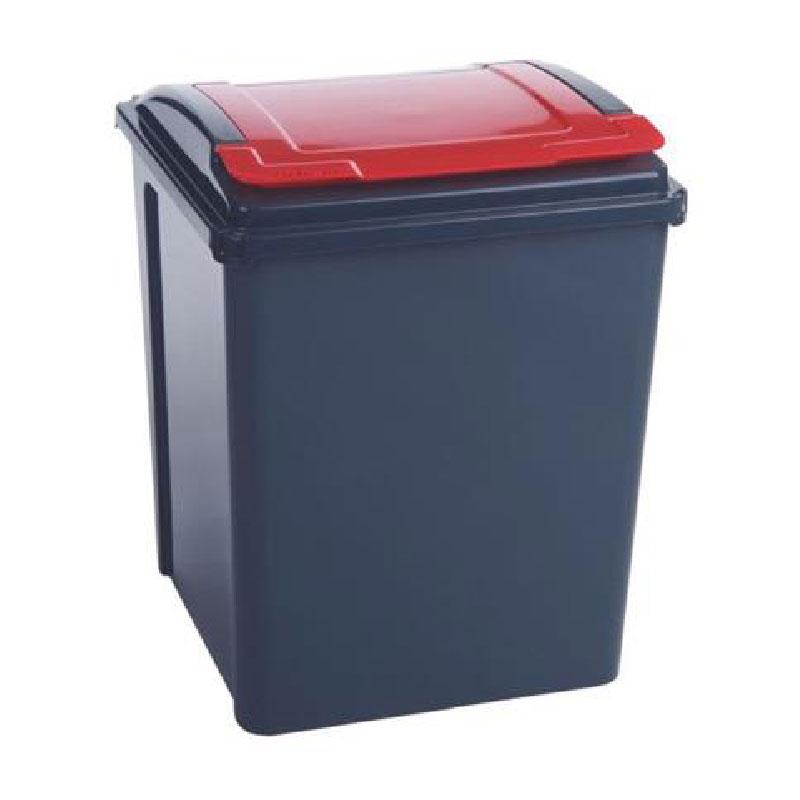 by Curver Wham High Grade Plastic Chilli Red Flip Top Waste Rubbish Kitchen Bin Dustbin Extra Large - 50 Litre 