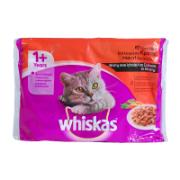 Whiskas Pouch Cat Food in Gravy Meat Selection 4X100 g