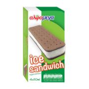 Alphamega Vanilla Flavour Ice Cream in Between Biscuits 4x110 ml