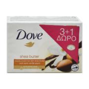 Dove Beauty Cream Bar with Shea Butter & Warm Vanilla Scent 100 g 3+1 Free