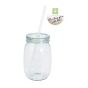 Excellent Houseware Drinking Glass with Straw 75 ml