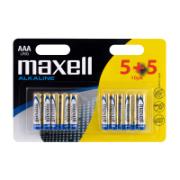 Maxell Alkaline Batteries AAA LR03 5+5 Pieces Free