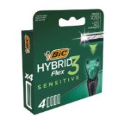 Bic Hybrid Flex Sensitive Ανταλλακτικές Κεφαλές Ξυρίσματος Τριών Λεπίδων 4 Τεμάχια