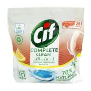 Cif Complete Clean All In 1 Lemon Machine Dishwash Tablets 26 Pieces