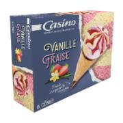 Casino 6 Vanilla Strawberry Cone Ice Creams 423 g