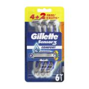 Gillette Sensor 3 Comfort Razors 4+2 Free 