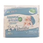 Nannys Fresh Eco Pure Care 3x64 Wet Wipes 2+1 Free
