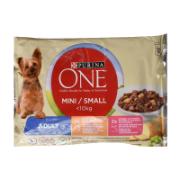 Purina One Wet Food for Mini / Small Dogs <10 Kg with Chicken & Beef in Sauce 4x100 g