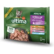 Ultima Ολοκληρωμένη Τροφή για Ενήλικους Γάτους Κοτόπουλο, Σολομό, Γαλοπούλα & Πέστροφα 4x85 g
