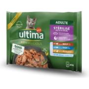 Ultima Complete Wet Food for Adult Cats Beef, Tuna, Chicken & Ocean Fish 4x85 g