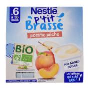 Nestle Baby Βιολογικό Επιδόρπιο Γάλακτος με Γεύση Μήλο & Ροδάκινο 6-36 Μηνών 4x90 g