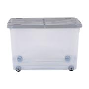 Wham Wheel Clear Box with Wheels & Cool Gray Folding Lid 44 L
