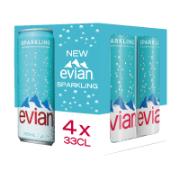Evian Carbonated Natural Mineral Water 4x330ml