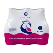 Souroti Bicarbonate Natural Mineral Water with Pink Grapefruit Flavour 6x250 ml